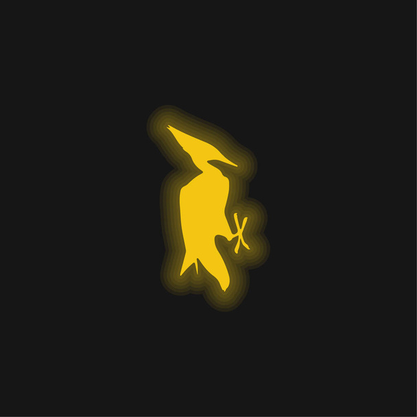 Bird Shape yellow glowing neon icon - Vector, Image