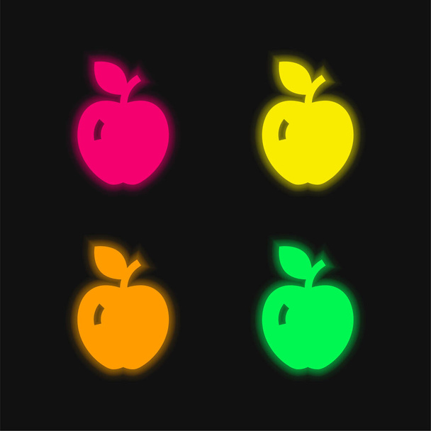 Apple quattro colori luminosi icona vettoriale al neon - Vettoriali, immagini