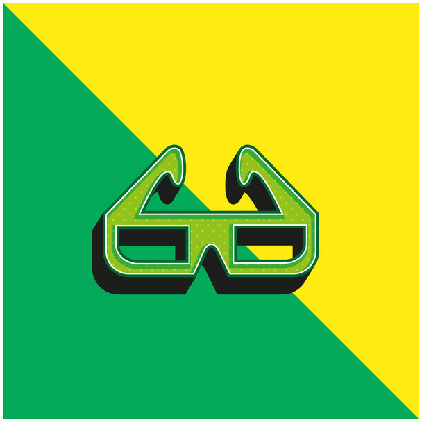 3D Glasses Green and yellow modern 3d vector icon logo - Vector, Image