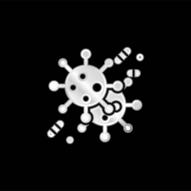Bakteerit hopeoitu metallinen ikoni - Vektori, kuva