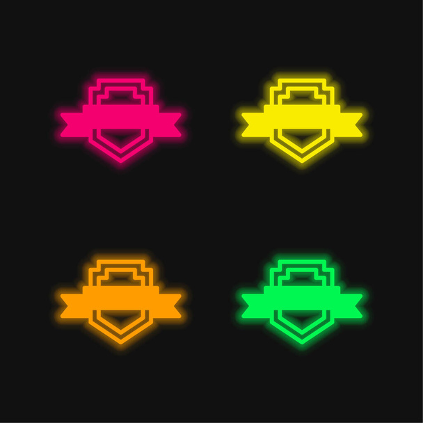 Badge quattro colori luminosi icona vettoriale al neon - Vettoriali, immagini