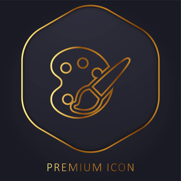 Art Palette golden line premium logo or icon - Vector, Image