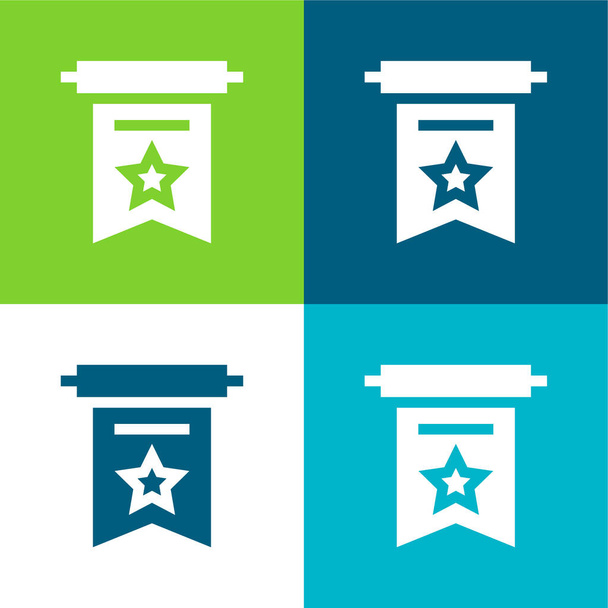 Banner Set icona minimale a quattro colori piatto - Vettoriali, immagini
