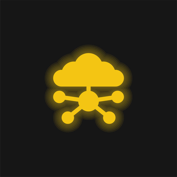 Big Data jaune brillant icône néon - Vecteur, image