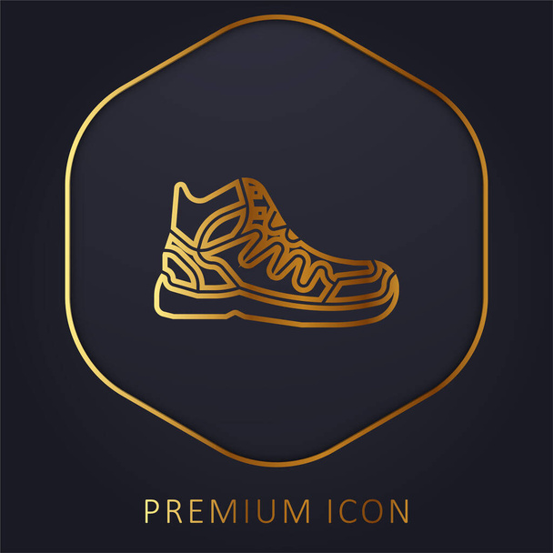 Botas de línea dorada logotipo premium o icono - Vector, Imagen