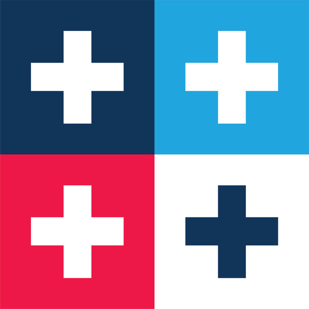 Lisääminen Symbol sininen ja punainen nelivärinen minimaalinen kuvakesarja - Vektori, kuva