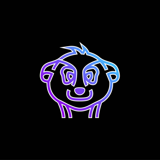 Esboço de cabeça animal ícone de vetor gradiente azul - Vetor, Imagem