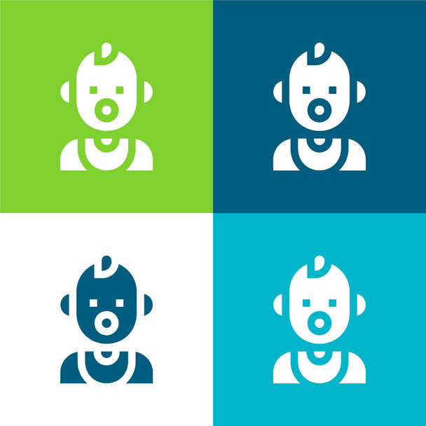 Set di icone minimali a quattro colori Baby Flat - Vettoriali, immagini