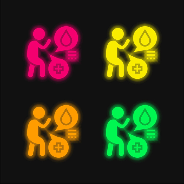 Alergie čtyři barvy zářící neonový vektor ikona - Vektor, obrázek