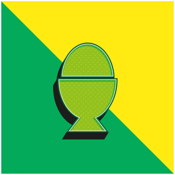 Gotowane jajko Zielone i żółte nowoczesne logo wektora 3D - Wektor, obraz