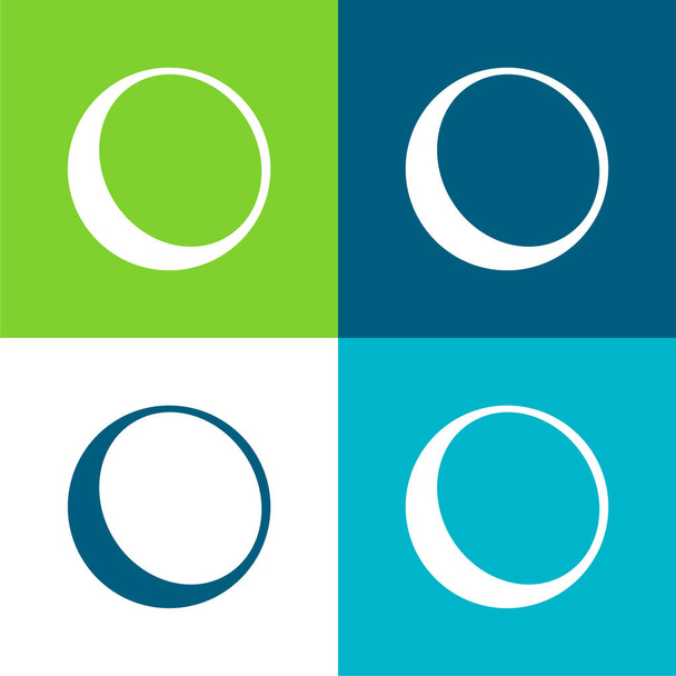 Контур шара с тенью на краю Плоский четырехцветный минимальный набор иконок - Вектор,изображение