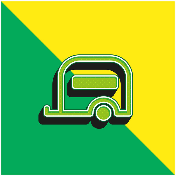 Big Caravan Πράσινο και κίτρινο σύγχρονο 3d διάνυσμα εικονίδιο λογότυπο - Διάνυσμα, εικόνα