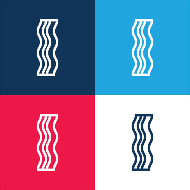 Bekon Strip niebieski i czerwony zestaw czterech kolorów minimalny zestaw ikon - Wektor, obraz