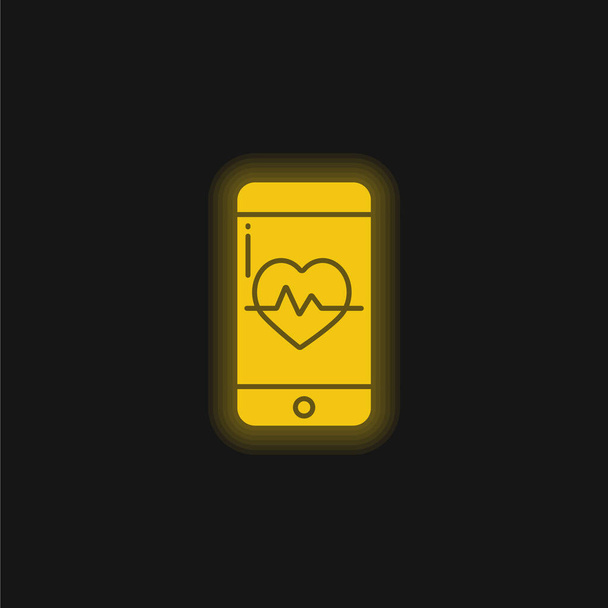 App sárga izzó neon ikon - Vektor, kép