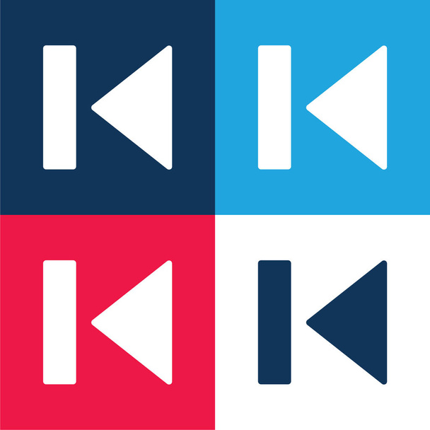 青と赤の4色の最小アイコンセット - ベクター画像