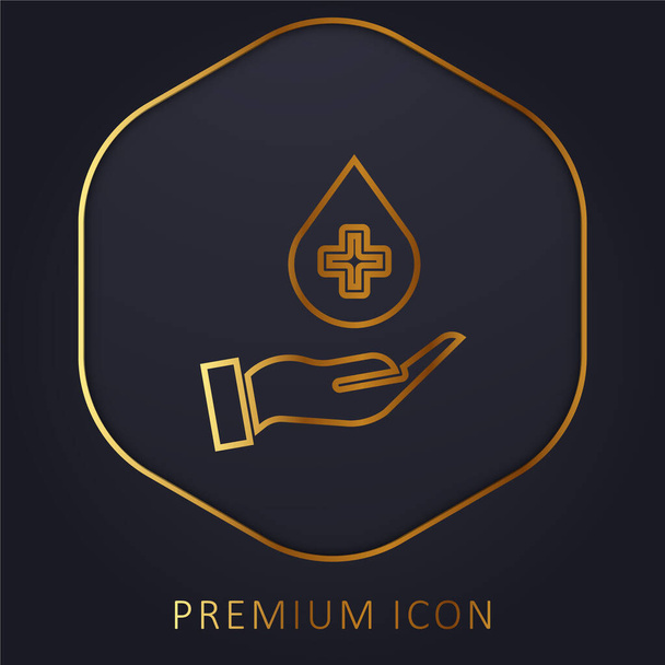 Logo o icona premium della linea dorata della donazione di sangue - Vettoriali, immagini