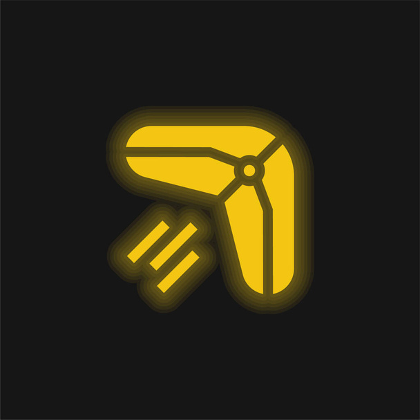 Boomerang amarillo brillante icono de neón - Vector, imagen