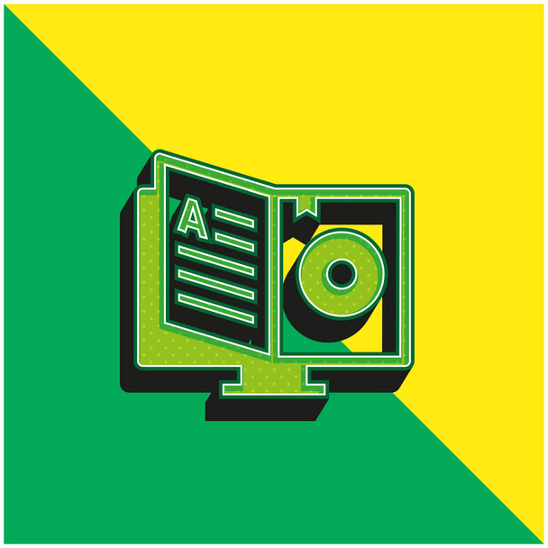 Libro verde y amarillo moderno 3d vector icono logo - Vector, imagen