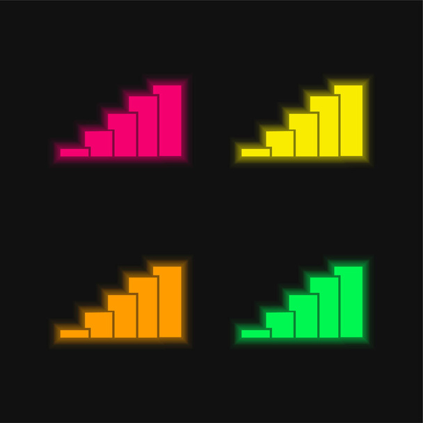 バーグラフィック4色のネオンベクトルアイコン - ベクター画像