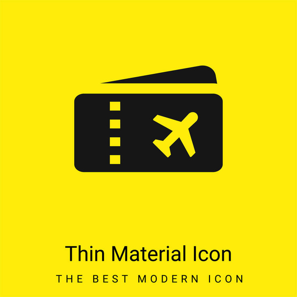 Airplane Ticket minimal bright yellow material icon - Vector, Image