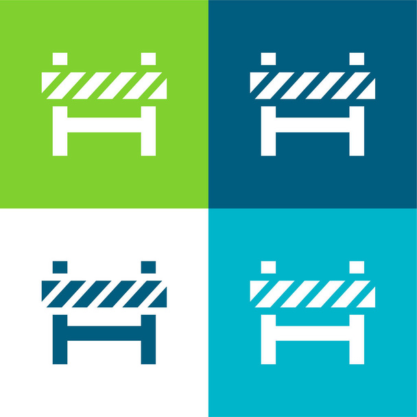 Barrera Plano de cuatro colores mínimo icono conjunto - Vector, Imagen