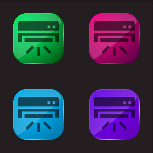 Aria condizionata quattro colori icona pulsante di vetro - Vettoriali, immagini
