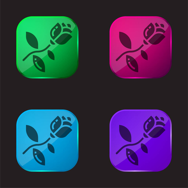 Blüht vier farbige Glasknopf-Symbol - Vektor, Bild