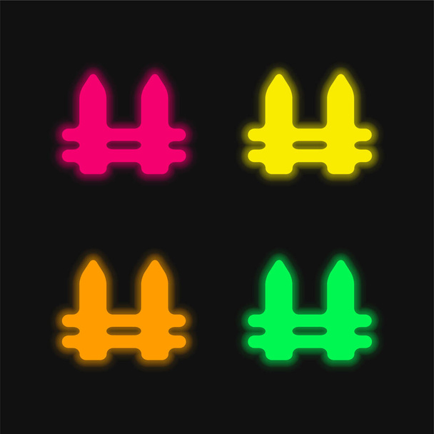 ブラックフェンス4色輝くネオンベクトルアイコン - ベクター画像