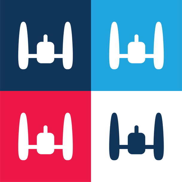 Attack Plane blue and red four color minimal icon set - Vector, Image