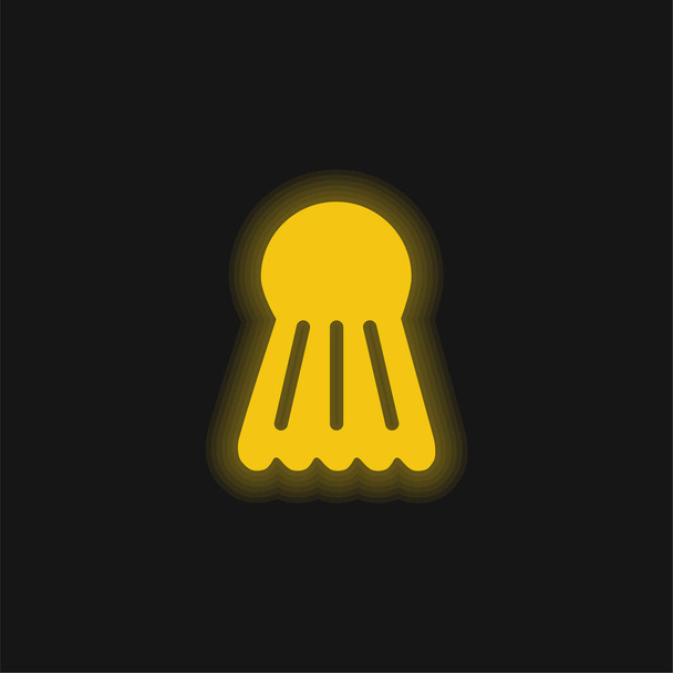 Желтый светящийся неоновый значок бадминтона - Вектор,изображение