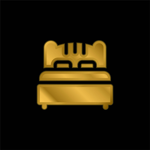 Ágynemű aranyozott fémes ikon vagy logó vektor - Vektor, kép