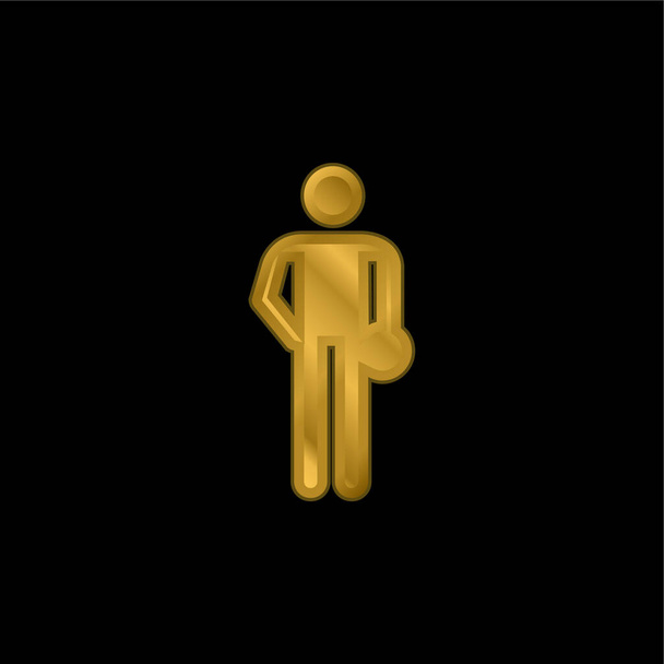 Bowling Silhouette banhado a ouro ícone metálico ou vetor logotipo - Vetor, Imagem