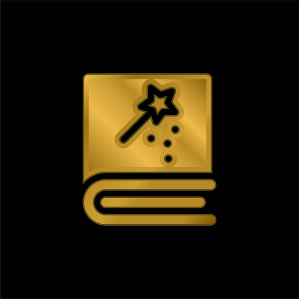 Libro chapado en oro icono metálico o logo vector - Vector, Imagen