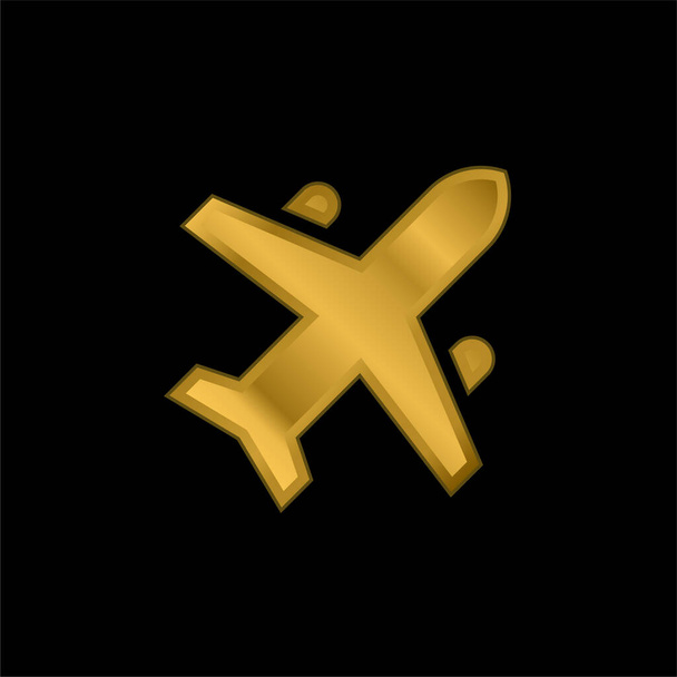 Pozlacená metalická ikona nebo vektor loga letadla - Vektor, obrázek