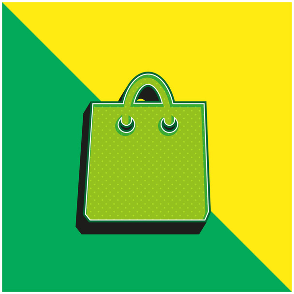 Zwart Shopping Bag Tool Groen en geel modern 3D vector pictogram logo - Vector, afbeelding