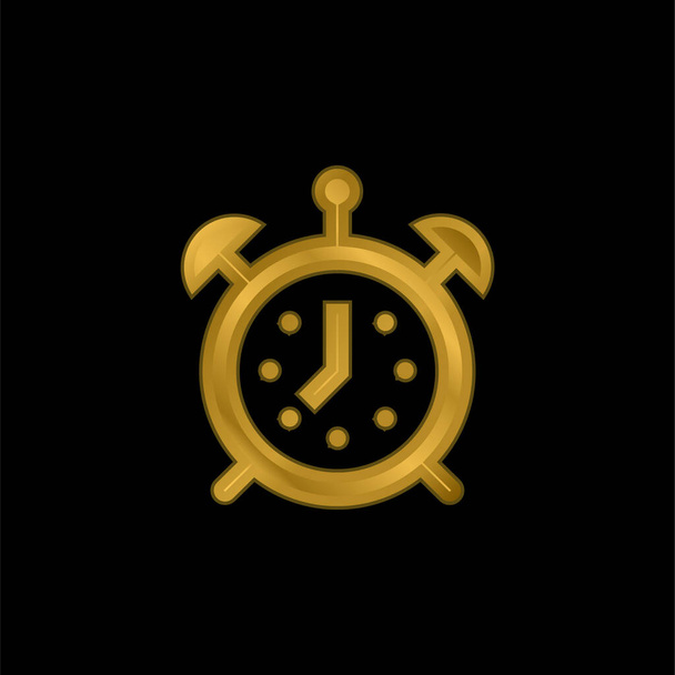 Alarm Zegar pozłacany metaliczna ikona lub wektor logo - Wektor, obraz