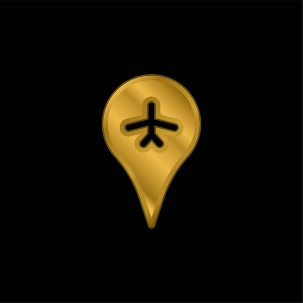 Позолоченная икона аэропорта или вектор логотипа - Вектор,изображение