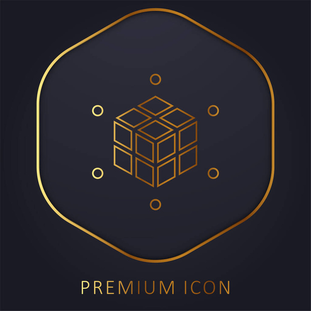 3d Printing gouden lijn premium logo of pictogram - Vector, afbeelding