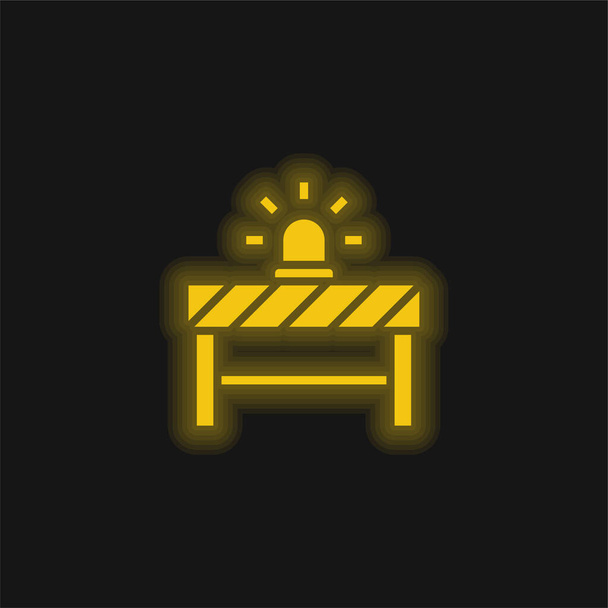 Ícone de néon brilhante amarelo de barreira - Vetor, Imagem