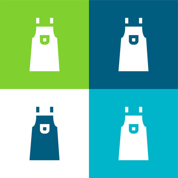 Kötény Lapos négy szín minimális ikon készlet - Vektor, kép