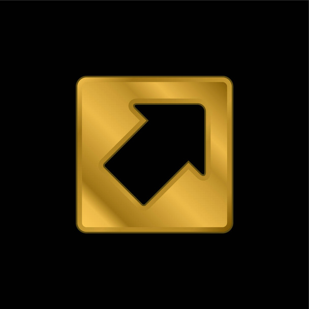 正方形の金メッキ金属アイコンやロゴベクトルで右上を指す矢印 - ベクター画像