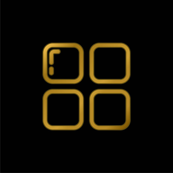 Aplicaciones chapado en oro icono metálico o vector de logotipo - Vector, imagen