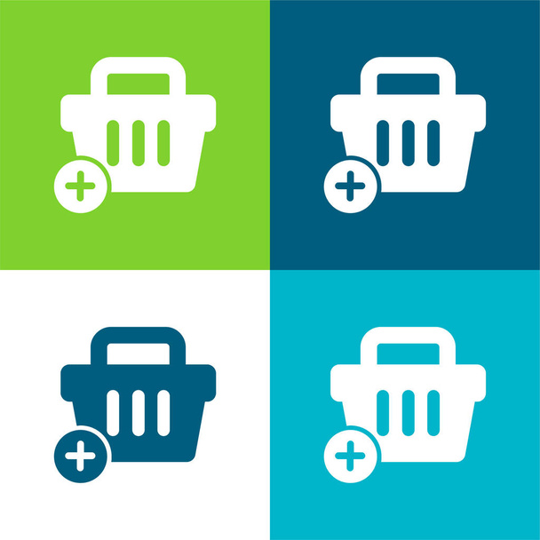 Add To Basket E Commerce Button Flat four color minimal icon set - Vector, Image