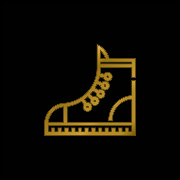Boot gold plated metalic icon or logo vector - Vector, Image