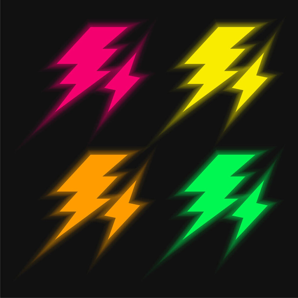 Perno de cuatro colores brillante icono de vectores de neón - Vector, Imagen