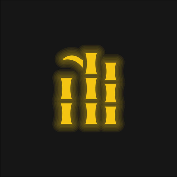 Bamboe geel gloeiende neon pictogram - Vector, afbeelding