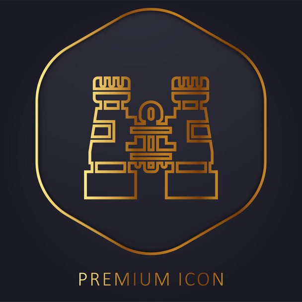 Jumelles ligne d'or logo premium ou icône - Vecteur, image