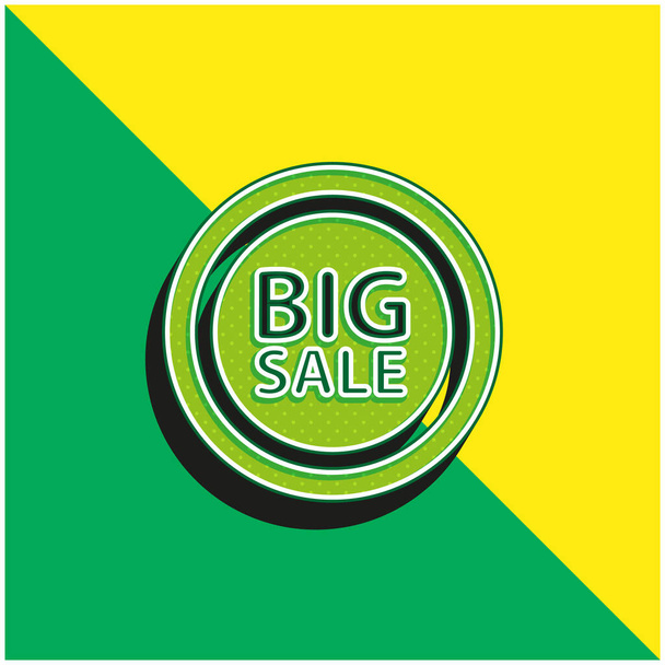 Grande venda emblema verde e amarelo moderno logotipo do ícone do vetor 3d - Vetor, Imagem