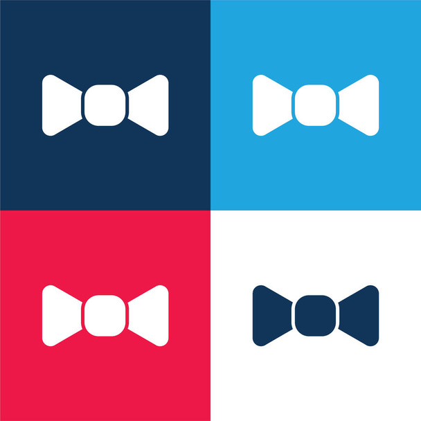Cravatta di prua blu e rosso set di icone minime a quattro colori - Vettoriali, immagini