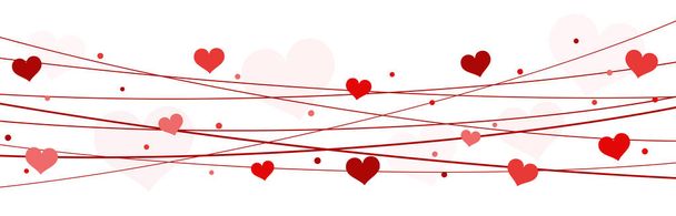 Archivo vectorial EPS 10 fondo con corazones en cuerdas para el día de San Valentín color rojo para el día de la madre y conceptos de amor - Vector, Imagen